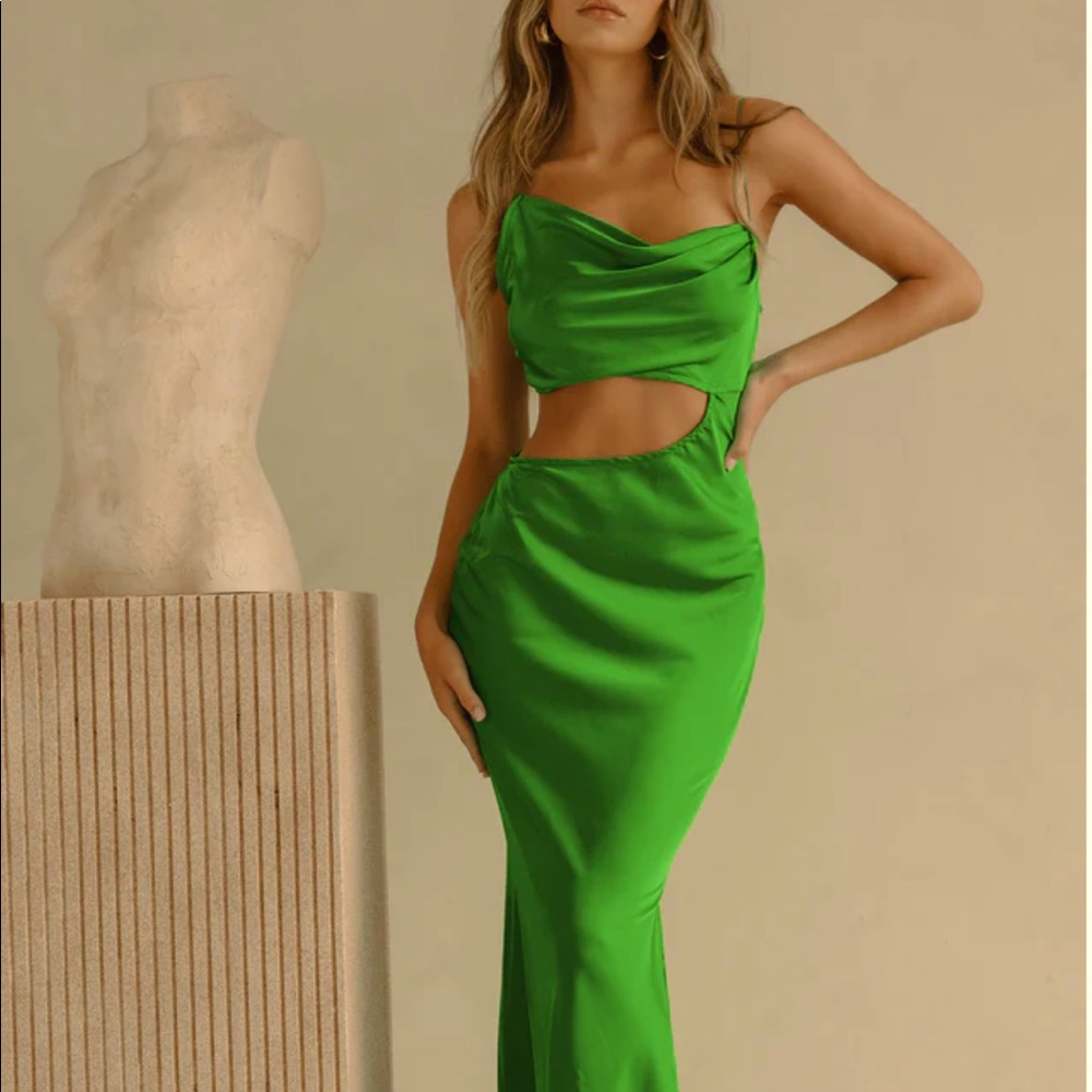 Green slip dress